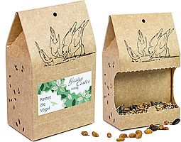 Vogelfutter To-Go als Werbegeschenk Vogelfutter To-Go als Werbegeschenk