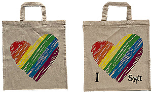 Baumwolltasche Regenbogenherz