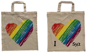 Baumwolltasche Regenbogenherz