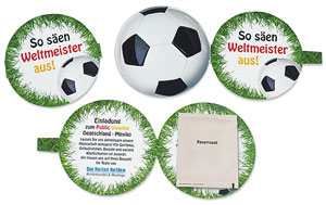 Fußball Klappkarte mit Rasensamen zu WM und EM