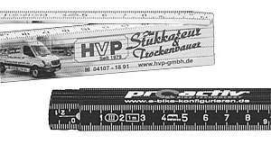 1m Zollstock mit Werbedruck weiß + schwarz